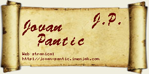 Jovan Pantić vizit kartica